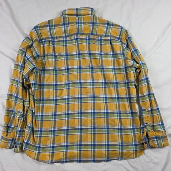 L.L.Bean Traditional Fit Mens Large Yellow Plaid Button Front Shirt Long Sleeve - Picture 2 of 9